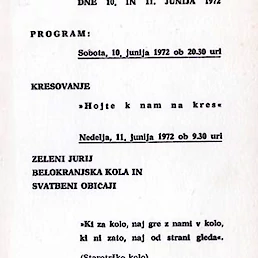 Vabilo na Jurjevanje 1972 (Zasebni arhiv Antona Planinca, Črnomelj).