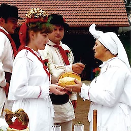 Folklorna skupina Semiška ohcet Semič okoli leta 1987 (Zasebni arhiv fotografij Albine Pašič, Semič).