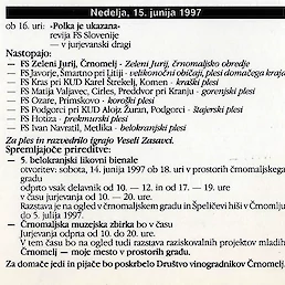 "Program prireditve leta 1997" (Zasebni arhiv Antona Planinca, Črnomelj).