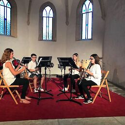 Kvartet klarinetov: Neža Žalec, Alex Ferfolja, Sara Absec in Iva Pezdirc