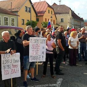 Delo: "V Metliki protestni shod proti begunskemu centru, prisoten tudi Šiško"