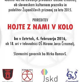 Osrednja prireditev Občine Črnomelj ob slovenskem kulturnem prazniku 2016