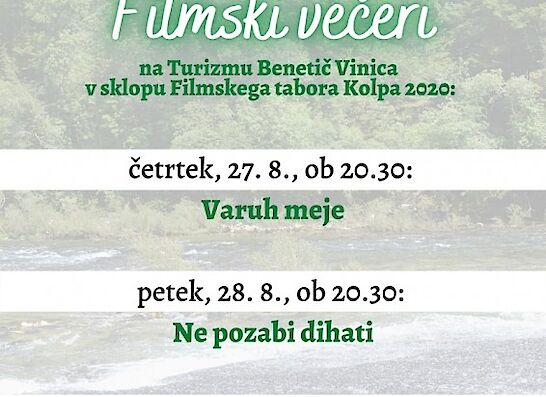 Ne pozabi dihati - letni kino na Turizmu Benetič v Vinici