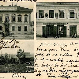 Posojilnica v Črnomlju je bila zgrajena med letoma 1898 in 1900. Razglednico hranimo v Posebnih zbirkah Boga Komelja.