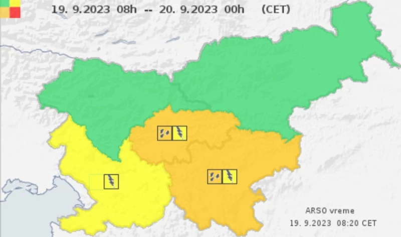 Arso je za osrednjo in jugovzhodno Slovenijo izdal oranžno opozorilo.
